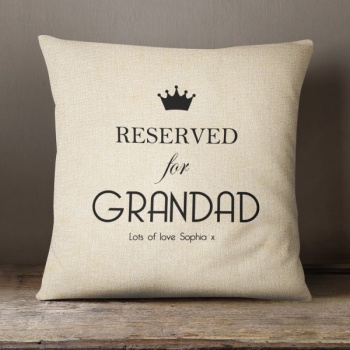 Personalised Cream Chenille Cushion - Reserved for Grandad